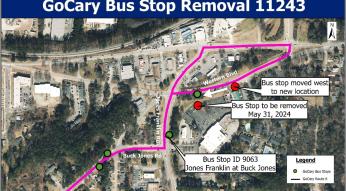 GoCary Route 6 Plaza West Bus Stop Closure