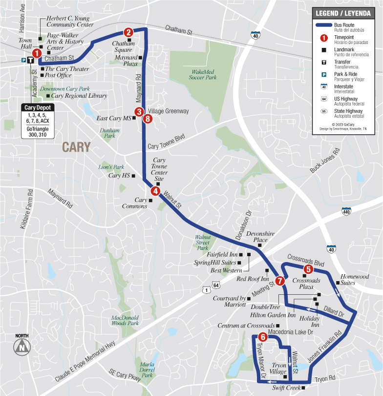 GoCary Route 1 Map