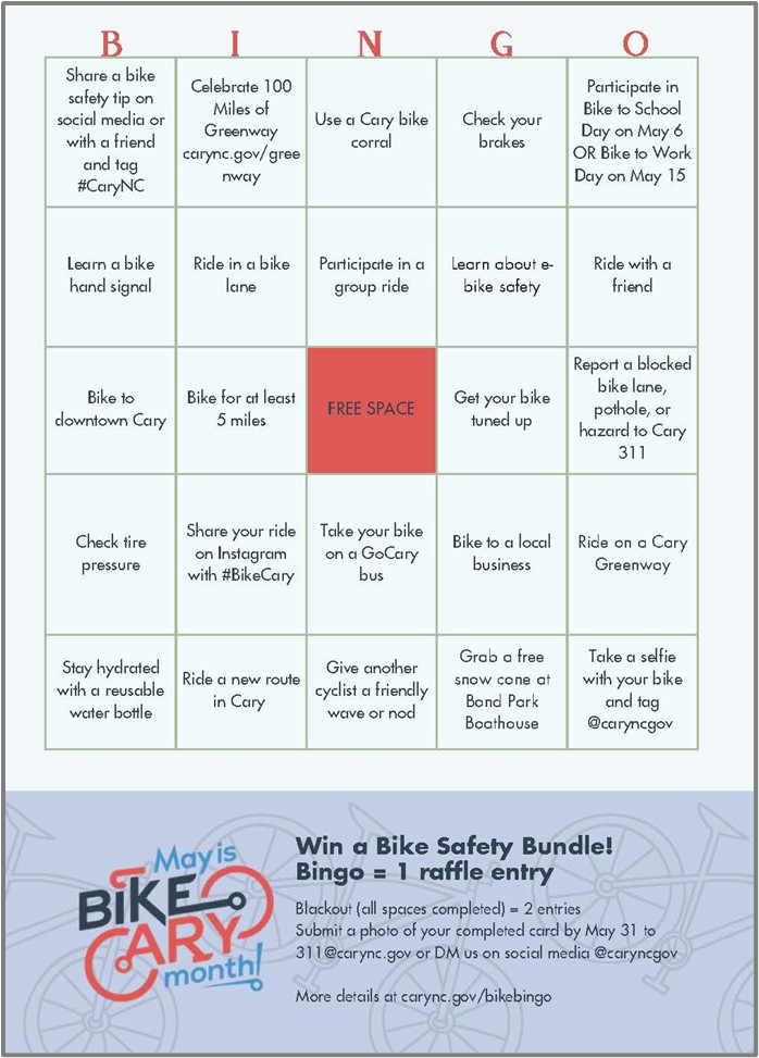 Bike Month Bingo Card